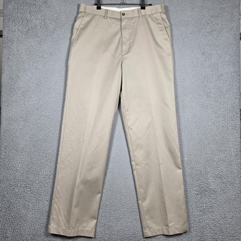 George Pants Mens‎ Size 34x34 Khaki Beige Wrinkle Resistant Relaxed Straight NEW